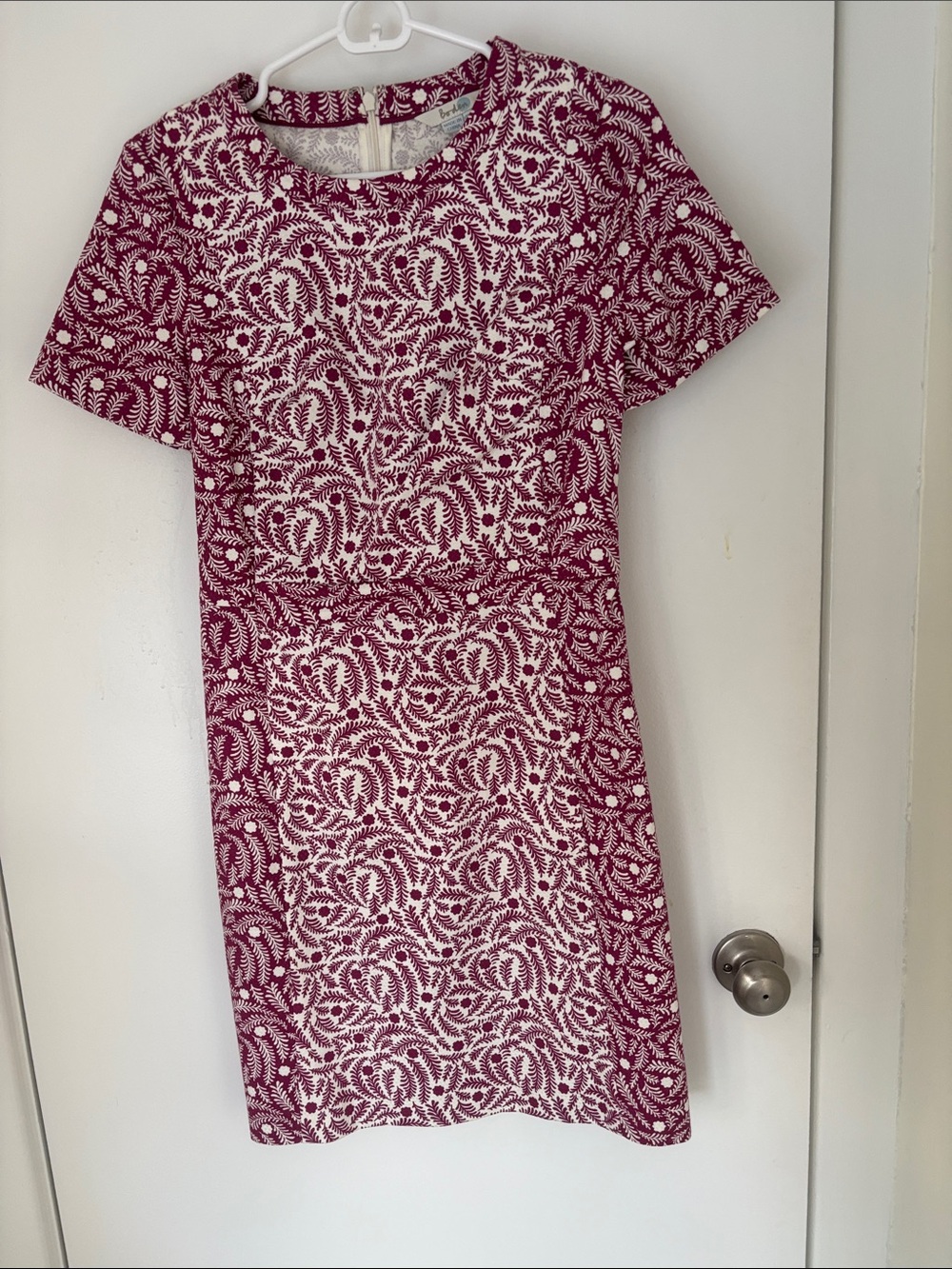 Boden Burgundy and White Printed Mini Skirt